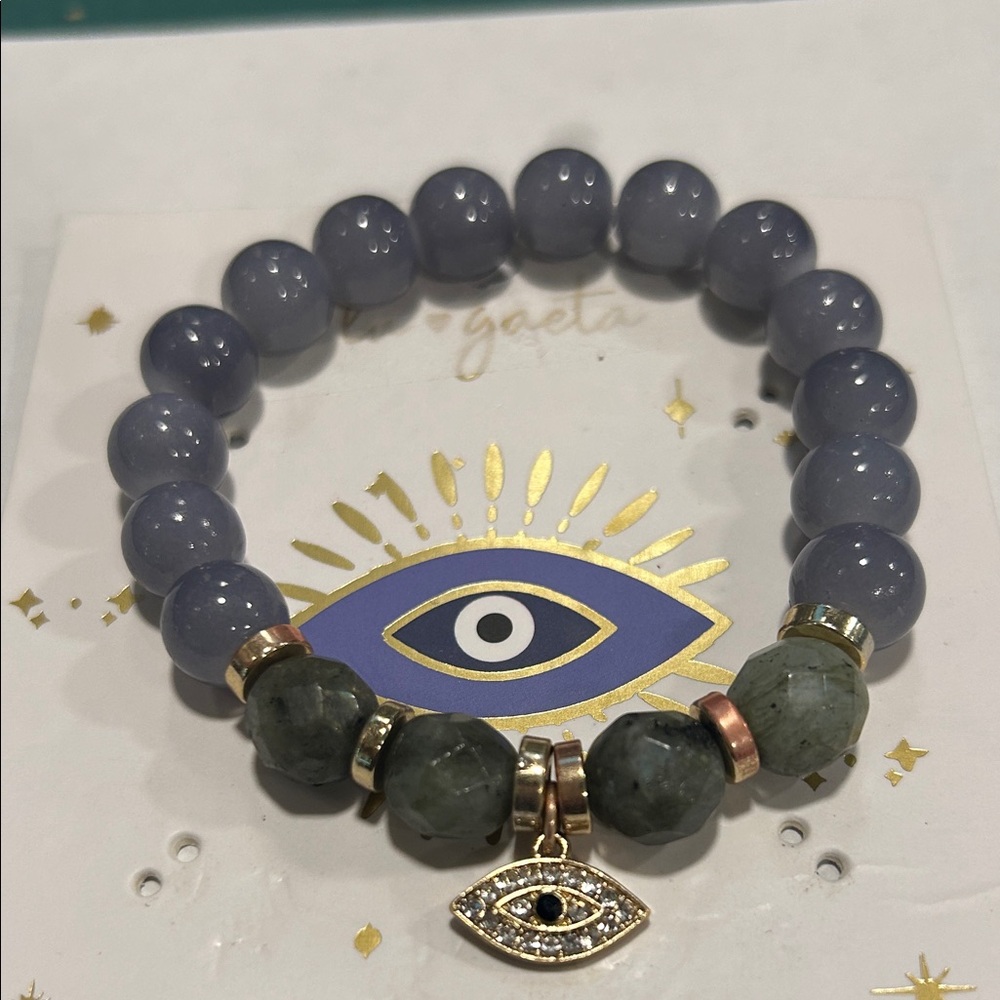 Chic Beaded Bracelet with Eye Charm